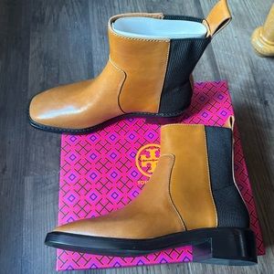 Tory Burch Chelsea leather boots sierra brown/black NEW with box size 8.5